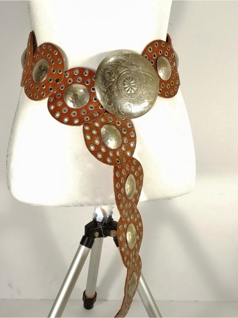 Vintage Boho Dairi leather handmade Morocco Leather Concho Belt